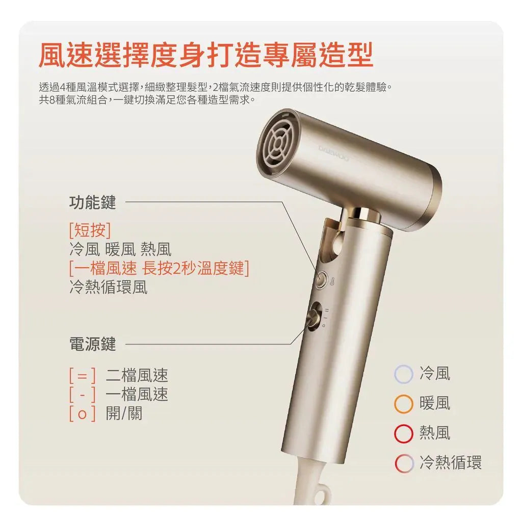 DAEWOO H16 全球通用高速風筒【逢星期日截單, 預計 : 3至4星期發貨】