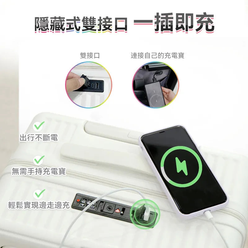 美國NEWEDO時尚多功能便用便携自由行大容量登機旅行箱Pro｜外接USB充電｜可折疊杯架【逢星期日截單, 預計 : 3至4星期發貨】