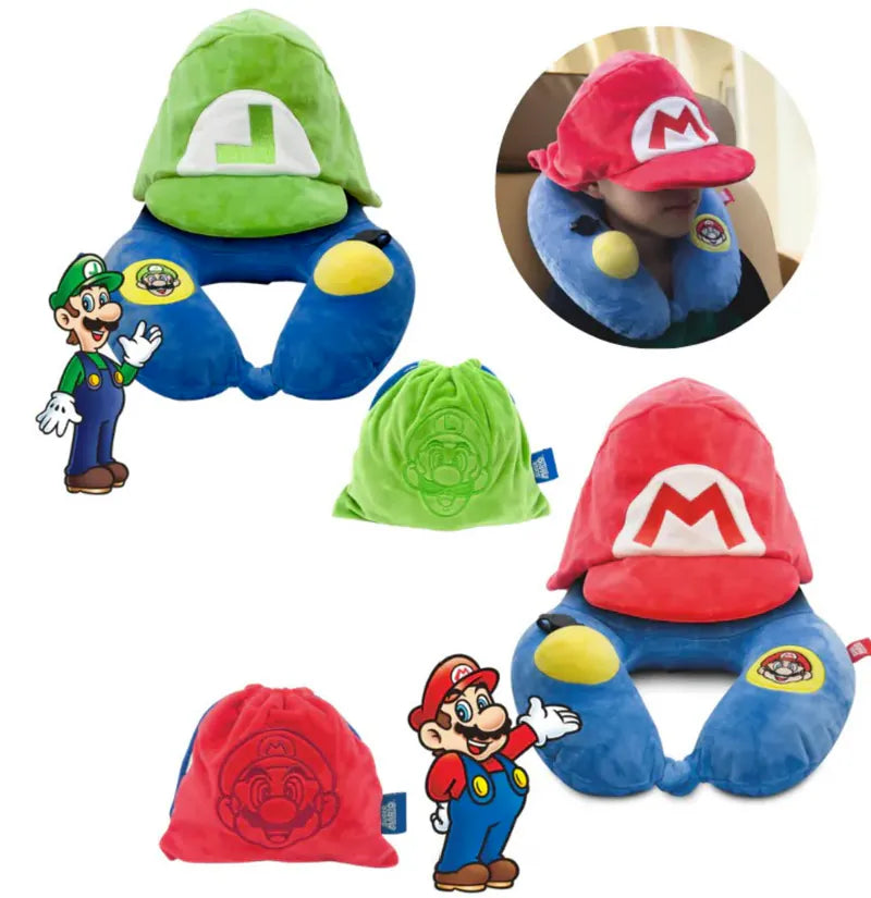 全新Super Mario™ 款式】全球網上獨家發售🏆瑞士Travelmall 旅行3D充氣連帽頸枕│按摩頸枕│不需用嘴吹│手動按壓充氣│摺疊便攜【逢星期日截單, 預計 : 3至4星期發貨】