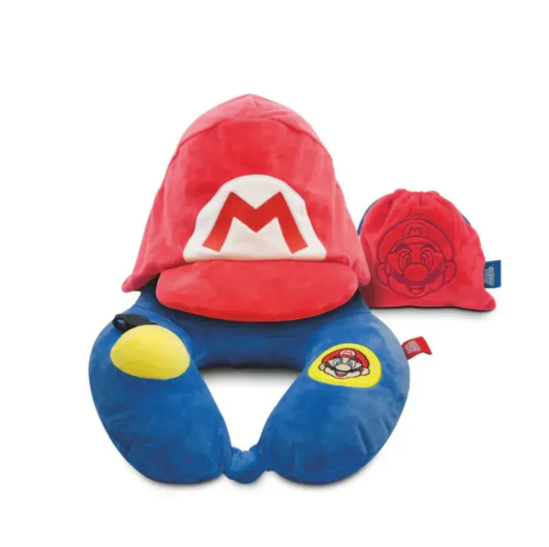 全新Super Mario™ 款式】全球網上獨家發售🏆瑞士Travelmall 旅行3D充氣連帽頸枕│按摩頸枕│不需用嘴吹│手動按壓充氣│摺疊便攜【逢星期日截單, 預計 : 3至4星期發貨】